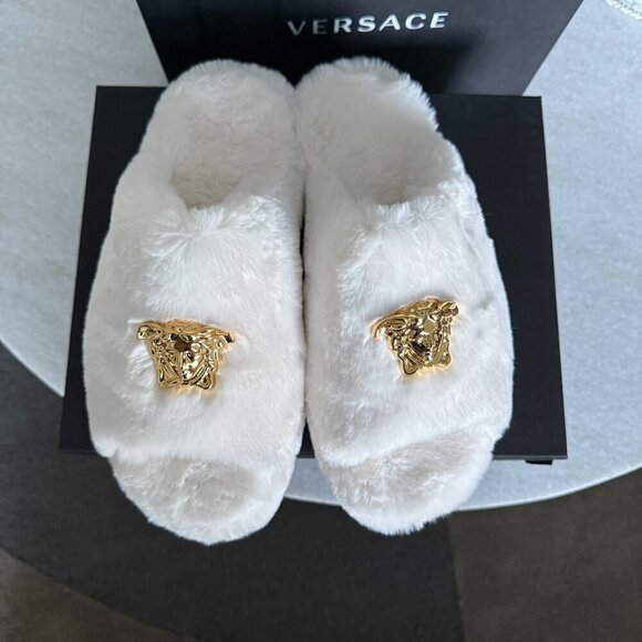 VERSACE Medusa Men's Faux White Slippers sizes 43 45